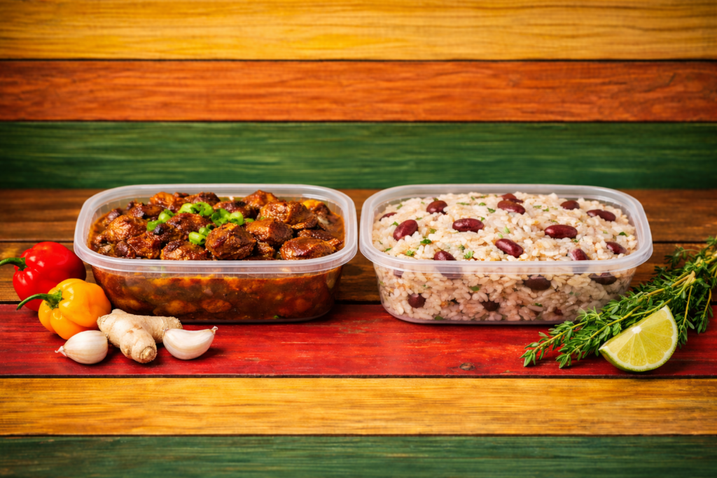 jamaican curry goat with rice and peas frozen meal medium portion uk delivery